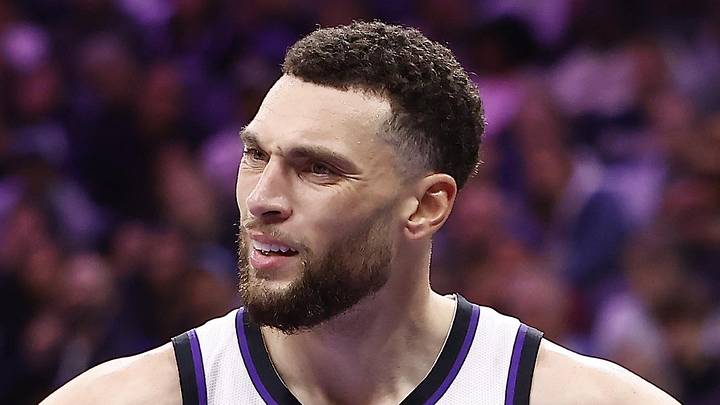 Nov 30, 2025; Sacramento, California, USA; Sacramento Kings guard Zach LaVine (8) reacts after a play against the Memphis Grizzlies during the second quarter at Golden 1 Center. Mandatory Credit: Kelley L Cox-Imagn Images