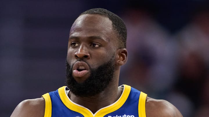 Jan 7, 2026; San Francisco, California, USA; Golden State Warriors forward Draymond Green (23) brings the ball up court against the Milwaukee Bucks during the third quarter at Chase Center.