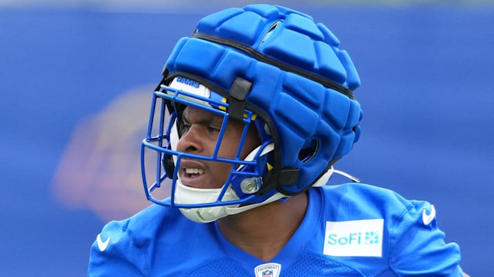 Los Angeles Rams running back Jarquez Hunter (35). Mandatory Credit: Kirby Lee-Imagn Images