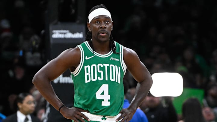 Dec 12, 2024; Boston, Massachusetts, USA; Boston Celtics guard Jrue Holiday (4) waits for game action to resume during the first half against the Detroit Pistons at TD Garden. Mandatory Credit: Eric Canha-Imagn Images Dec 12, 2024; Boston, Massachusetts, USA; Boston Celtics guard Jrue Holiday (4) waits for game action to resume during the first half against the Detroit Pistons at TD Garden. Mandatory Credit: Eric Canha-Imagn Images