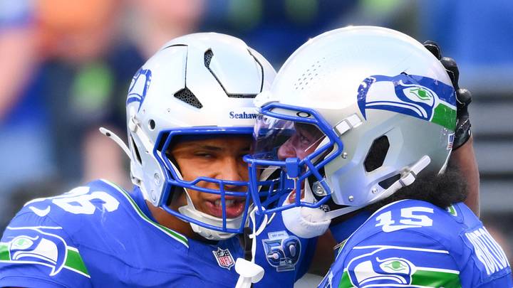Seattle Seahawks wide receiver Tory Horton is congratulated by running back Zach Charbonnet. Seattle Seahawks wide receiver Tory Horton is congratulated by running back Zach Charbonnet.