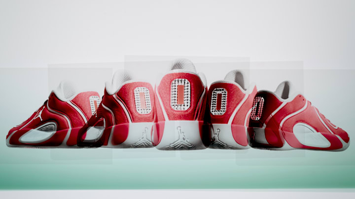 The Jordan Tatum 4 in the "St. Louis" colorway.