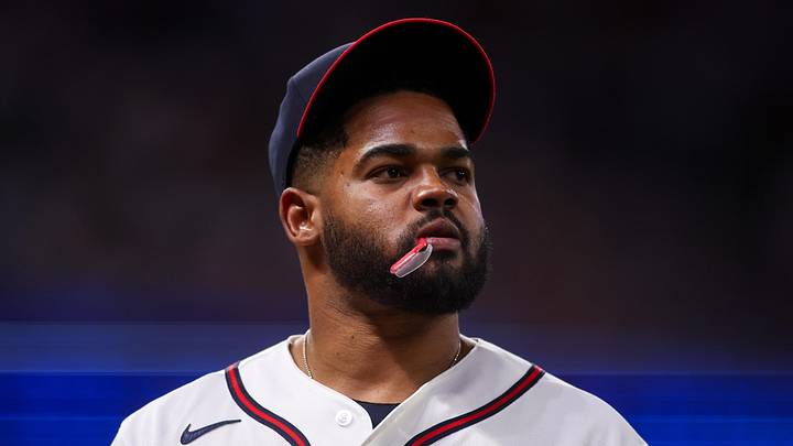 May 14, 2026; Atlanta, Georgia, USA; Atlanta Braves relief pitcher Reynaldo Lopez (40) walks off the field against the Chicago Cubs in the eighth inning at Truist Park. Mandatory Credit: Brett Davis-Imagn Images