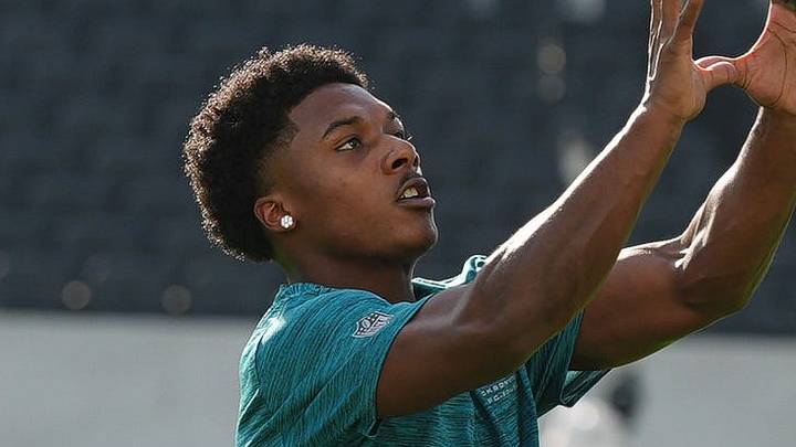 Jacksonville Jaguars safety Caleb Ransaw (27) catches a pass during warm ups before hosting the Carolina Panthers at EverBank Stadium in the second preseason game on Friday night, August 21, 2026 in Jacksonville, Fla. Jacksonville Jaguars safety Caleb Ransaw (27) catches a pass during warm ups before hosting the Carolina Panthers at EverBank Stadium in the second preseason game on Friday night, August 21, 2026 in Jacksonville, Fla.