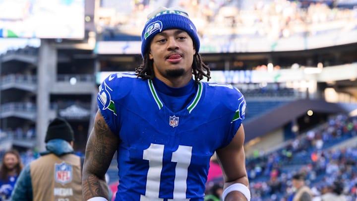 Oct 29, 2023; Seattle, Washington, USA; Seattle Seahawks wide receiver Jaxon Smith-Njigba (11) walks off the field after the Seattle Seahawks defeated the Cleveland Browns at Lumen Field.
