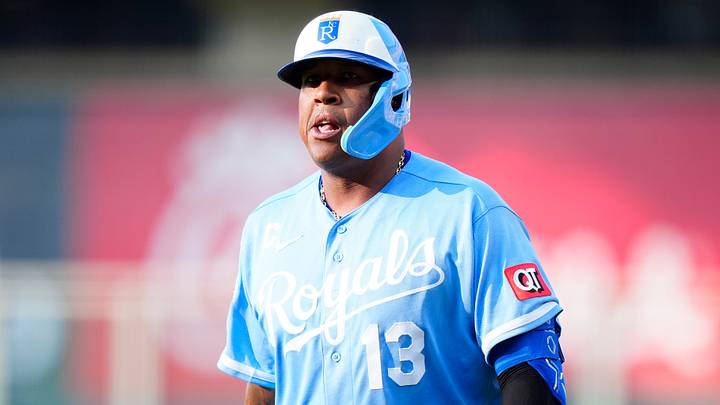 Aug 1, 2026; Denver, Colorado, USA; Kansas City Royals catcher Salvador Perez (13) looks on after grounding out in the first inning against the Colorado Rockies at Coors Field. Mandatory Credit: Ron Chenoy-Imagn Images Aug 1, 2026; Denver, Colorado, USA; Kansas City Royals catcher Salvador Perez (13) looks on after grounding out in the first inning against the Colorado Rockies at Coors Field. Mandatory Credit: Ron Chenoy-Imagn Images