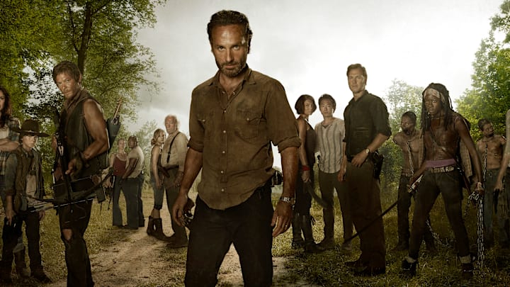 (L to R) Carl Grimes (Chandler Riggs); Daryl Dixon (Norman Reedus); Carol (Melissa Suzanne McBride); T-Dog (Robert 'IronE' Singleton); Beth Greene (Emily Kinney); Hershel Greene (Scott Wilson); Rick Grimes (Andrew Lincoln); Maggie Greene (Lauren Cohan); Glenn (Steven Yeun); The Governor (David Morrissey); Michonne (Danai Gurira) - The Walking Dead - Season 3, Gallery
