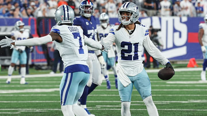 Sep 10, 2023; East Rutherford, New Jersey, USA; Dallas Cowboys cornerback Stephon Gilmore (21) Sep 10, 2023; East Rutherford, New Jersey, USA; Dallas Cowboys cornerback Stephon Gilmore (21)