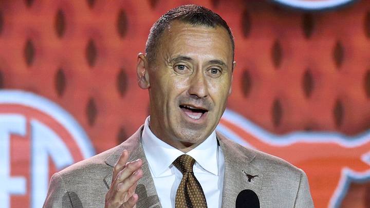 Texas Longhorns head coach Steve Sarkisian speaks to the press during SEC Football Kickoff Media Day at the Tampa Marriott.