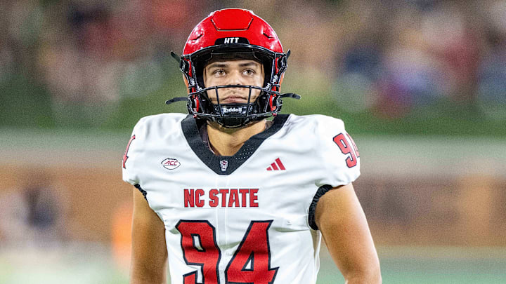 Sep 11, 2025; Winston-Salem, North Carolina, USA;  North Carolina State Wolfpack place kicker Kanoah Vinsett (94) makes a field goal in the second half against the Wake Forest Demon Deacons at Allegacy Federal Credit Union Stadium. Mandatory Credit: Luke Jamroz-Imagn Images