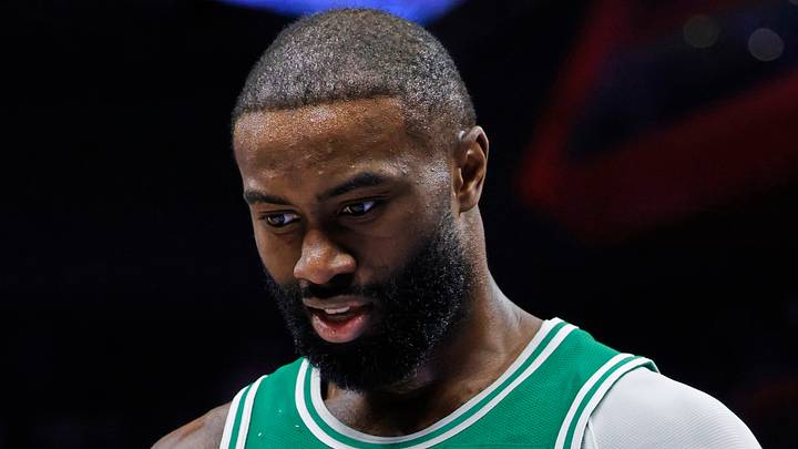Jan 19, 2026; Detroit, Michigan, USA;  Boston Celtics guard Jaylen Brown (7) leaves the court after the game against the Detroit Pistons at Little Caesars Arena. Mandatory Credit: Rick Osentoski-Imagn Images