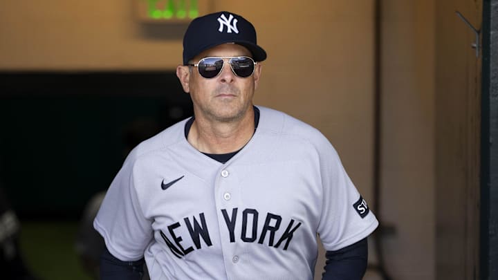 Mar 28, 2026; San Francisco, California, USA; New York Yankees manager Aaron Boone (17) walks into the dugout before the start of the game against the San Francisco Giants at Oracle Park. Mandatory Credit: Cary Edmondson-Imagn Images Mar 28, 2026; San Francisco, California, USA; New York Yankees manager Aaron Boone (17) walks into the dugout before the start of the game against the San Francisco Giants at Oracle Park. Mandatory Credit: Cary Edmondson-Imagn Images