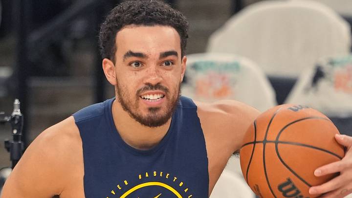 Apr 12, 2026; San Antonio, Texas, USA; Denver Nuggets guard Tyus Jones warms up before a game against the San Antonio Spurs at Frost Bank Center. Mandatory Credit: Scott Wachter-Imagn Images Apr 12, 2026; San Antonio, Texas, USA; Denver Nuggets guard Tyus Jones warms up before a game against the San Antonio Spurs at Frost Bank Center. Mandatory Credit: Scott Wachter-Imagn Images