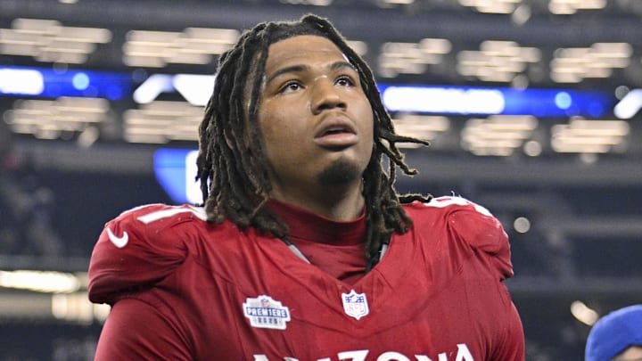 Nov 3, 2025; Arlington, Texas, USA; Arizona Cardinals defensive tackle Walter Nolen III (97) walks off the field after the game between the Dallas Cowboys and the Arizona Cardinals at AT&T Stadium. Mandatory Credit: Jerome Miron-Imagn Images