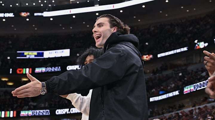 Nov 10, 2025; Chicago, Illinois, USA; Chicago Bulls guard Josh Giddey (3) argues a foul call against the San Antonio Spurs during the first half at United Center. Mandatory Credit: Matt Marton-Imagn Images Nov 10, 2025; Chicago, Illinois, USA; Chicago Bulls guard Josh Giddey (3) argues a foul call against the San Antonio Spurs during the first half at United Center. Mandatory Credit: Matt Marton-Imagn Images