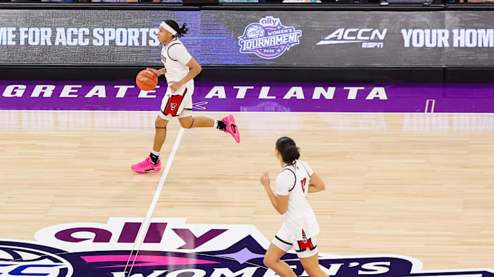 Mar 6, 2026; Duluth, GA, USA; North Carolina State Wolfpack guard Zamareya Jones (3) dribbles the ball against the Notre Dame Fighting Irish in the first quarter at Gas South Arena. Mandatory Credit: Brett Davis-Imagn Images Mar 6, 2026; Duluth, GA, USA; North Carolina State Wolfpack guard Zamareya Jones (3) dribbles the ball against the Notre Dame Fighting Irish in the first quarter at Gas South Arena. Mandatory Credit: Brett Davis-Imagn Images