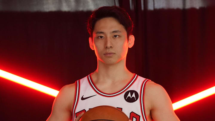 Sep 29, 2025; Chicago, IL, USA; Chicago Bulls guard Yuki Kawamura (8) poses for photos during Chicago Bulls Media Day. Mandatory Credit: David Banks-Imagn Images Sep 29, 2025; Chicago, IL, USA; Chicago Bulls guard Yuki Kawamura (8) poses for photos during Chicago Bulls Media Day. Mandatory Credit: David Banks-Imagn Images