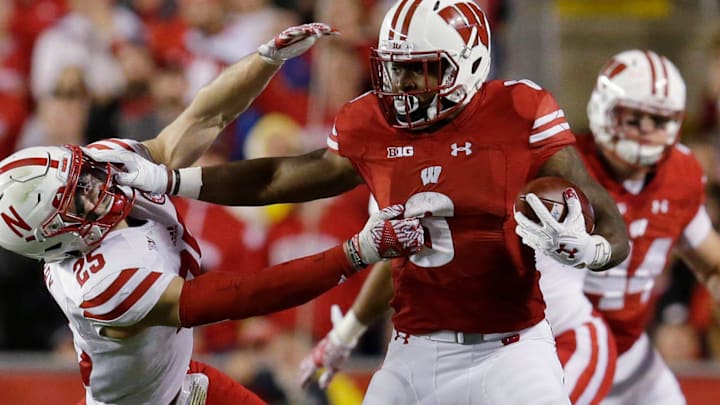 Wisconsin running back Corey Clement sheds a tackle by Nebraska safety Nathan Gerry on Oct. 29, 2016, at Camp Randall Stadium in Madison, Wis. Wisconsin beat Nebraska 23-17 in overtime.