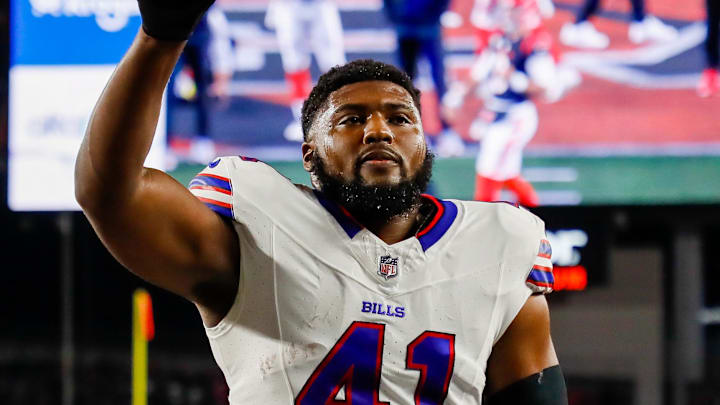 Nov 5, 2023; Cincinnati, Ohio, USA; Buffalo Bills fullback Reggie Gilliam (41) walks off the field before the game against the Cincinnati Bengals at Paycor Stadium. Mandatory Credit: Katie Stratman-Imagn Images