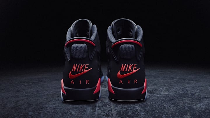 The Air Jordan 6 Infrared "Salesman" nods to Jordan Brand history.