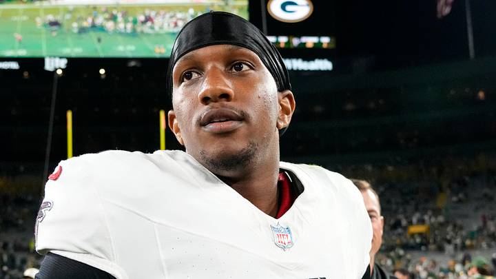 Atlanta Falcons quarterback Michael Penix Jr. (9) looks on Atlanta Falcons quarterback Michael Penix Jr. (9) looks on
