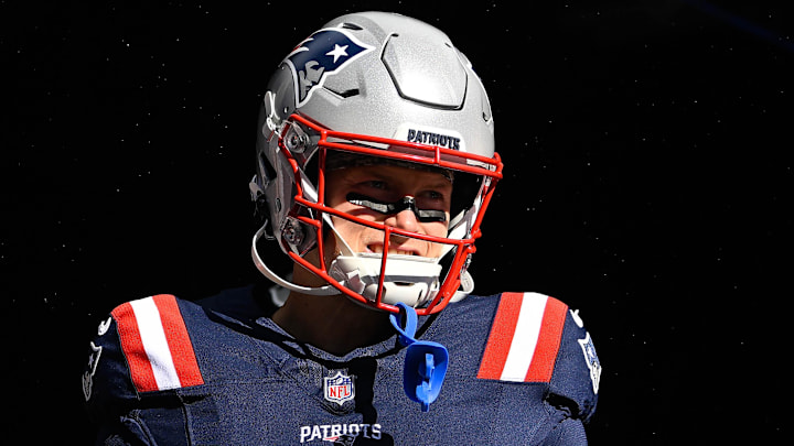Nov 2, 2025; Foxborough, Massachusetts, USA; New England Patriots wide receiver Efton Chism III (86) walks out of the players tunnel before a game against the Atlanta Falcons at Gillette Stadium. Mandatory Credit: Eric Canha-Imagn Images