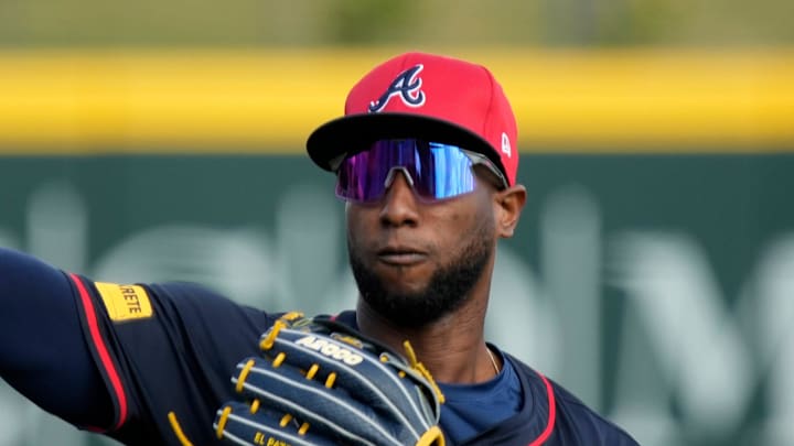 Atlanta Braves outfielder Jurickson Profar warms up at a spring training workout Thursday, Feb. 27th at CoolToday Park in North Port.