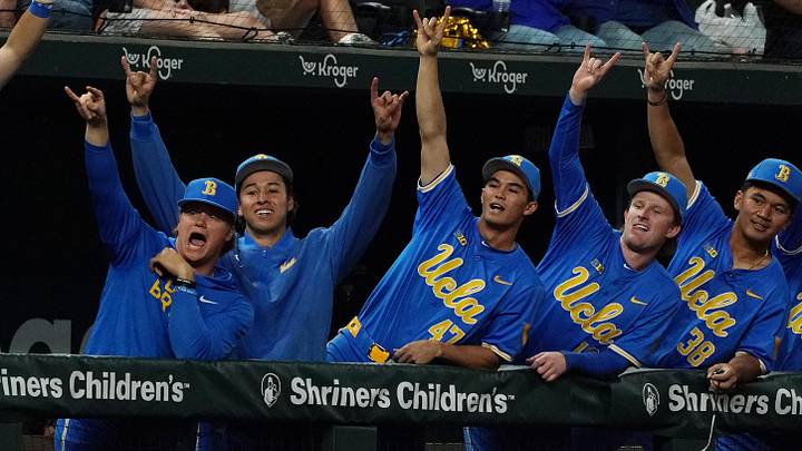 Mar 1, 2026; Arlington, TX, USA; UCLA Bruins against Mississippi State Bulldogs during the Amegy Bank College Baseball Series at Globe Life Field. Mandatory Credit: Dustin Safranek-Imagn Images