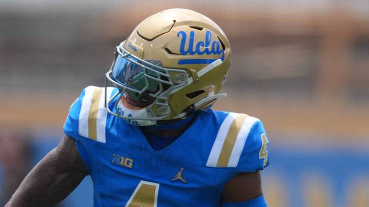 May 2, 2026; Pasadena, CA, USA; UCLA Bruins defensive back Cole Martin (4) during the spring game at Rose Bowl. Mandatory Credit: Kirby Lee-Imagn Images