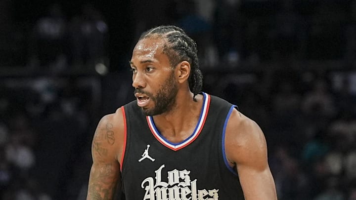 Mar 31, 2024; Charlotte, North Carolina, USA; LA Clippers forward Kawhi Leonard (2) on the dribble against Charlotte Hornets forward Brandon Miller (24) during the second half at Spectrum Center. Mandatory Credit: Jim Dedmon-USA TODAY Sports Mar 31, 2024; Charlotte, North Carolina, USA; LA Clippers forward Kawhi Leonard (2) on the dribble against Charlotte Hornets forward Brandon Miller (24) during the second half at Spectrum Center. Mandatory Credit: Jim Dedmon-USA TODAY Sports