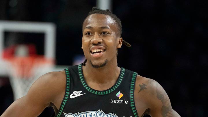 May 8, 2026; Minneapolis, Minnesota, USA; Minnesota Timberwolves guard Ayo Dosunmu (13) against the San Antonio Spurs in the first half during game three of the second round of the 2026 NBA Playoffs at Target Center. Mandatory Credit: Jesse Johnson-Imagn Images