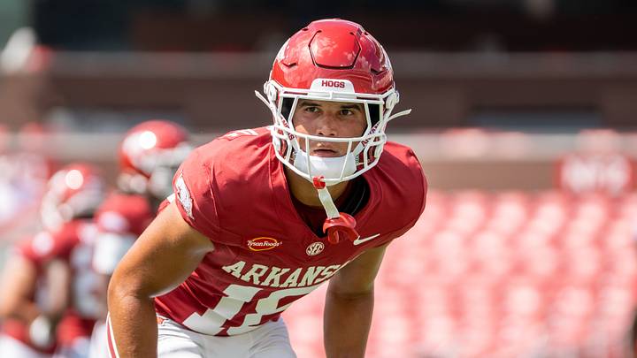 Arkansas Razorbacks defensive back John Howse IV lines up for a drill during pregame. Arkansas Razorbacks defensive back John Howse IV lines up for a drill during pregame.