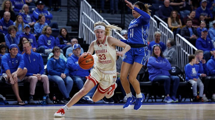 Nebraska guard Britt Prince drives against Creighton.