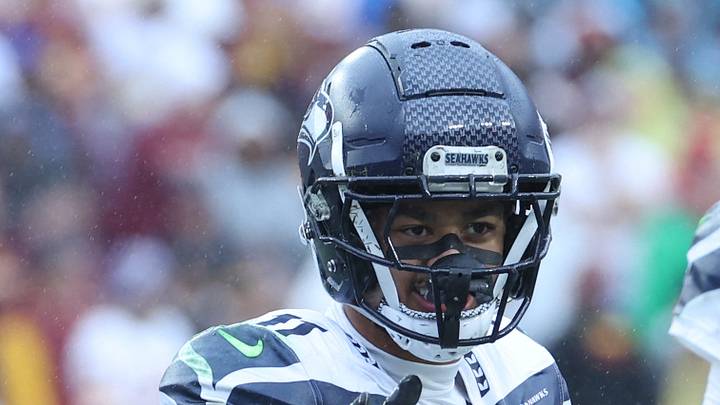 Seattle Seahawks wide receiver Jaxon Smith-Njigba reacts after a catch with quarterback Sam Darnold. Seattle Seahawks wide receiver Jaxon Smith-Njigba reacts after a catch with quarterback Sam Darnold.