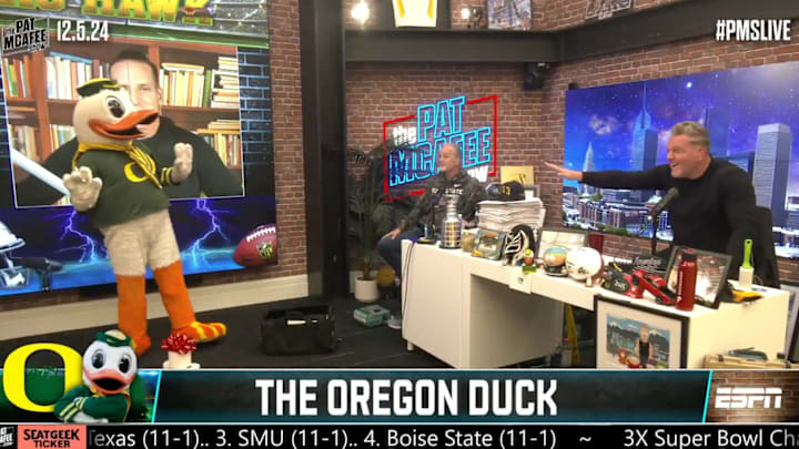 Oregon Ducks mascot on The Pat McAFee Show