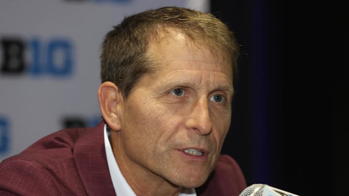 Oct 9, 2025; Rosemont, IL, USA; USC head coach Eric Musselman speaks during Big Ten Men’s Basketball Media Days at the Donald E. Stephens Convention Center. Mandatory Credit: Talia Sprague-Imagn Images Oct 9, 2025; Rosemont, IL, USA; USC head coach Eric Musselman speaks during Big Ten Men’s Basketball Media Days at the Donald E. Stephens Convention Center. Mandatory Credit: Talia Sprague-Imagn Images
