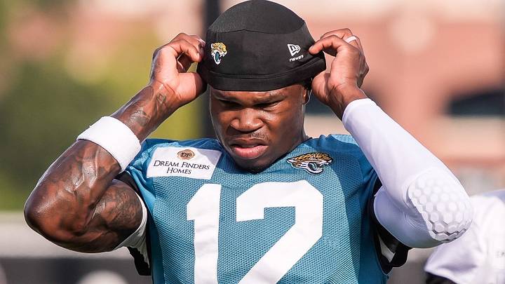 Travis Hunter takes part in Jacksonville Jaguars training camp ahead of his second NFL season. Travis Hunter takes part in Jacksonville Jaguars training camp ahead of his second NFL season.