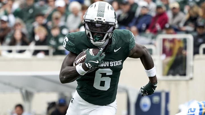 Michigan State receiver Nick Marsh runs after a catch Oct. 11, 2025, in the fourth quarter against UCLA at Spartan Stadium. Michigan State receiver Nick Marsh runs after a catch Oct. 11, 2025, in the fourth quarter against UCLA at Spartan Stadium.