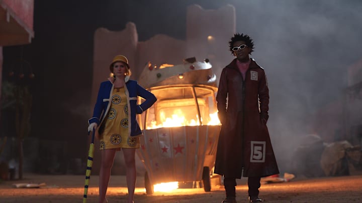 (L to R) Jazzara Jaslyn as Miss Valentine, Camrus Johnson as Mr. 5 in season 2 of One Piece