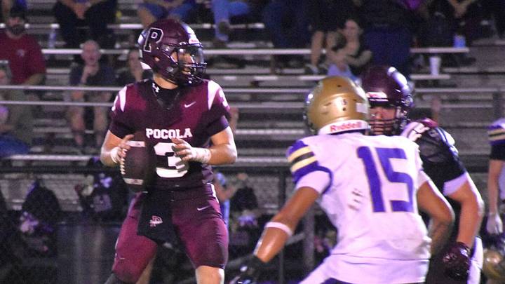 Pocola quarterback Dabin Gaines releases a pass during a recent ballgame.