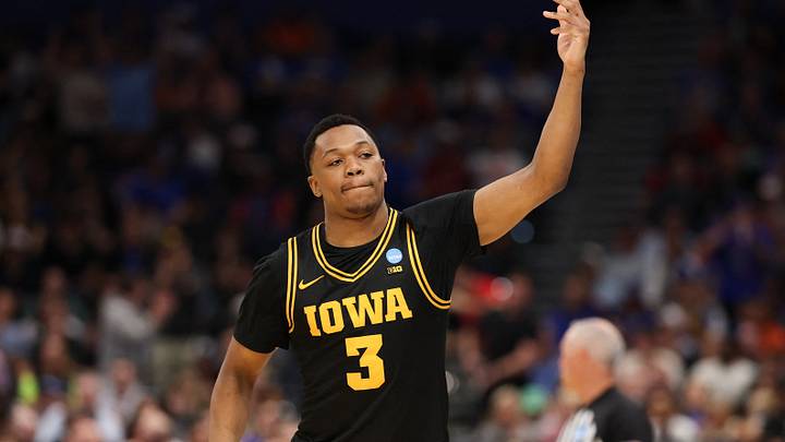 Mar 20, 2026; Tampa, FL, USA; Iowa Hawkeyes forward Cam Manyawu (3) celebrates after defeating the Clemson Tigers during a first round game of the men's 2026 NCAA Tournament at Benchmark International Arena. Mandatory Credit: Matt Pendleton-Imagn Images Mar 20, 2026; Tampa, FL, USA; Iowa Hawkeyes forward Cam Manyawu (3) celebrates after defeating the Clemson Tigers during a first round game of the men's 2026 NCAA Tournament at Benchmark International Arena. Mandatory Credit: Matt Pendleton-Imagn Images