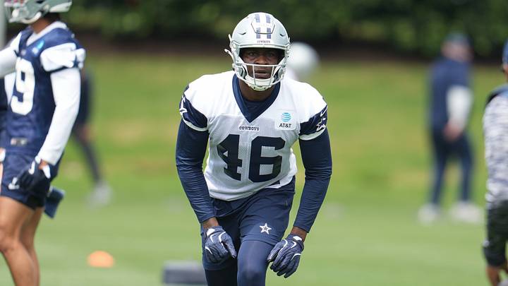 Dallas Cowboys tight end Michael Trigg (46) goes through a drill during practice at the Ford Center at the Star Training Facility in Frisco, Texas. Dallas Cowboys tight end Michael Trigg (46) goes through a drill during practice at the Ford Center at the Star Training Facility in Frisco, Texas.