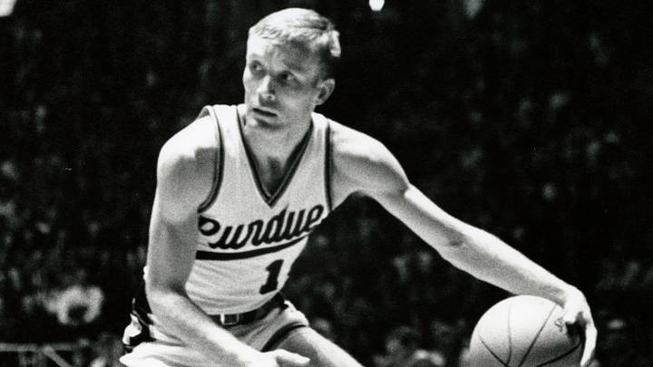 Purdue Boilermakers guard Rick Mount (10) drives for a lay-up. Purdue Boilermakers guard Rick Mount (10) drives for a lay-up.