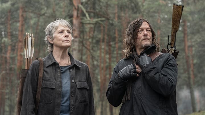 Norman Reedus as Daryl Dixon, Melissa McBride as Carol Peletier - The Walking Dead: Daryl Dixon _ Season 3, Episode 4 - Photo Credit: Carla Oset/AMC