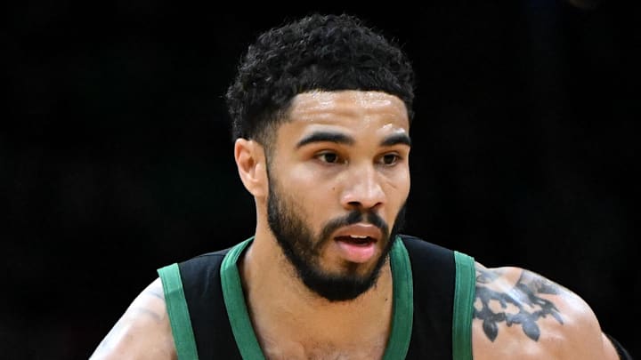 Mar 14, 2026; Boston, Massachusetts, USA; Boston Celtics forward Jayson Tatum (0) drives to the basket against Washington Wizards guard Will Riley (27) during the first half at the TD Garden. Mandatory Credit: Brian Fluharty-Imagn Images