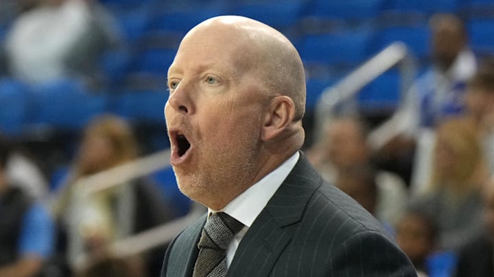 Dec 17, 2024; Los Angeles, California, USA; UCLA Bruins head coach Mick Cronin reacts in the first half against the Prairie View A&M Panthers at Pauley Pavilion presented by Wescom. Mandatory Credit: Kirby Lee-Imagn Images Dec 17, 2024; Los Angeles, California, USA; UCLA Bruins head coach Mick Cronin reacts in the first half against the Prairie View A&M Panthers at Pauley Pavilion presented by Wescom. Mandatory Credit: Kirby Lee-Imagn Images