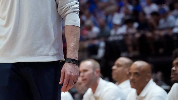 Mar 20, 2026; San Diego, CA, USA; California Baptist Lancers head coach Rick Croy looks on in the first half against the Kansas Jayhawks during a first round game of the men's 2026 NCAA Tournament at Viejas Arena. Mandatory Credit: Kirby Lee-Imagn Images