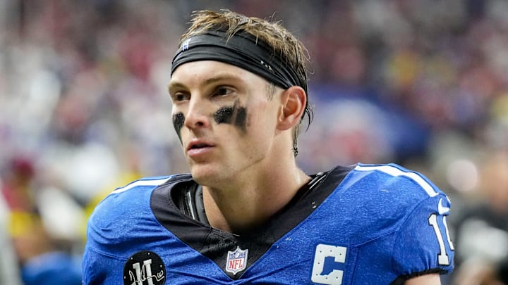 Indianapolis Colts wide receiver Alec Pierce (14) leaves the field Monday, Dec. 22, 2025, after losing a game against the San Francisco 49ers at Lucas Oil Stadium in Indianapolis.