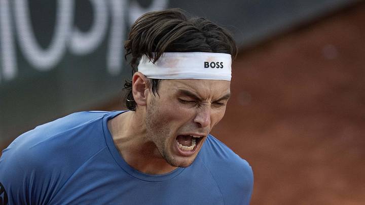 Taylor Fritz reacts to a point