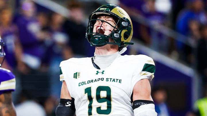 Aug 30, 2025; Seattle, Washington, USA; Colorado State Rams tight end Jaxxon Warren (19) reacts after catching a touchdown pass against the Washington Huskies during the third quarter at Husky Stadium. Mandatory Credit: Joe Nicholson-Imagn Images Aug 30, 2025; Seattle, Washington, USA; Colorado State Rams tight end Jaxxon Warren (19) reacts after catching a touchdown pass against the Washington Huskies during the third quarter at Husky Stadium. Mandatory Credit: Joe Nicholson-Imagn Images